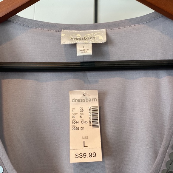 NWT Dress Barn Sequin Metallic Gray Sleeveless Holiday Party Top Sz Large - Picture 4 of 8